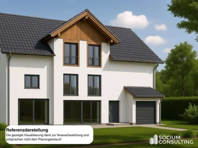 Neubau-Einfamilienhaus mit Garten und Bachlauf in Planung  – Ruhe neu erleben