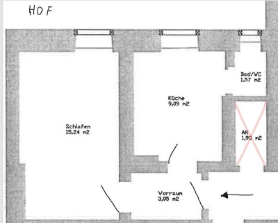 1 Zi Wohnung Augarten, ruhige Lage