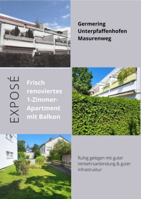 Erstbezug nach Sanierung mit Balkon und EBK: Geschmackvolle 1-Raum-Wohnung in Germering