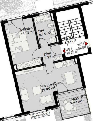 Neuwertige 2-Zimmer-Wohnung, Galgenberg, TG, Süd-Balkon