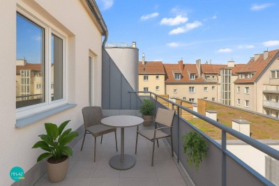 SONNIGE AUSSICHTEN! ERSTBEZUG mit STYLE! Dachterrassen-Glück &amp; 3 Zimmer im 5. Liftstock - DÖBLING DELUXE!