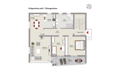 Sehr schöne Wohnung mit zwei Schlafzimmer und offener Küche