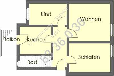 -- 3 R-Wohnung - Balkon - an der  Küche - Bad mit Wanne - Gartennutzung - Ost