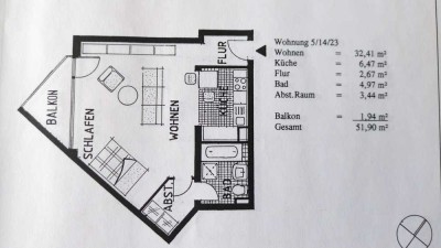 Schöne und gepflegte 1-Zimmer-Wohnung mit Einbauküche in Weinböhla