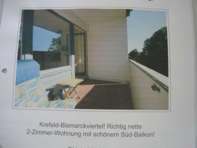 Schöne und gepflegte 2-Zimmer-Wohnung mit Balkon und Einbauküche in Krefeld