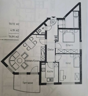Helle 3-Zimmer EG Wohnung mit Terrasse und EBK in Nufringen