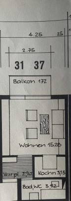 Exklusive 1-Zimmer-Wohnung mit Einbauküche und Balkon