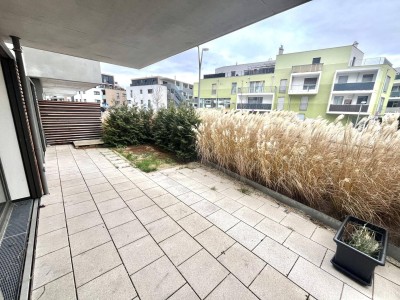 5 IN 22: Zwei-Zimmer-Erdgeschoss Wohnung mit großer Terrasse samt Gym &amp; Sauna in Aspern - 1220 Wien zur Miete