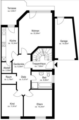 Eine 3 - Zimmer Erdgeschosswohnung mit Terasse und Garten