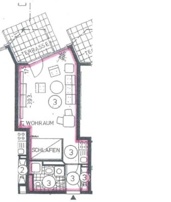 Stilvolle, gepflegte 1-Raum-EG-Wohnung mit Terrasse in Düsseldorf