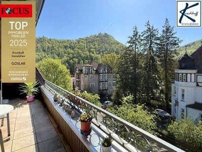 Bad Harzburg: Dachgeschoss-Wohnung mit Burgbergblick, 2 Balkonen und Garage