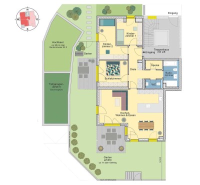 Süd-West Ausrichtung und über 100qm Garten, 4 Zimmer mit Gäste WC, Abstellraum