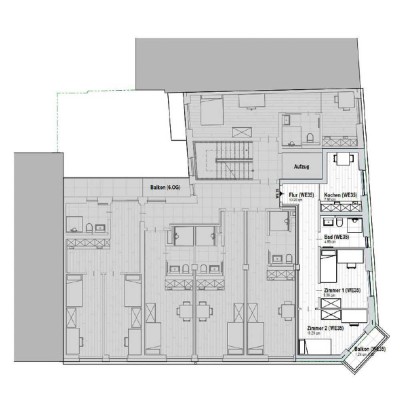 WE35 All-inclusive-Miete: exklusiver vollmöblierter Neubau, 2-Zi-Wohnung mit Einbauküche und Balkon