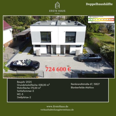 Modernes Neubau-Haus 2025 (A+) mit Einliegerwohnung – 170 m², 5 SZ, 3 Bäder, provisionsfrei