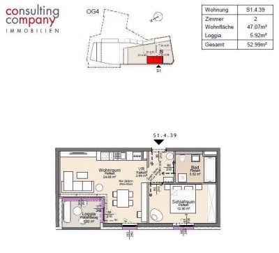 2-Zimmer-Dachgeschoßwohnung mit Loggia