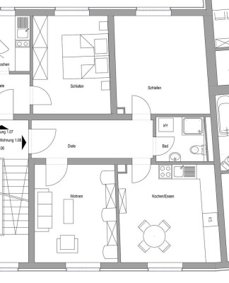 2-Raum-Wohnung mit Wohnküche