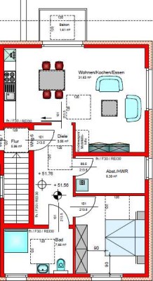 Gut aufgeteilte 2-Zimmer-Wohnung mit außergewöhnlicher Terrasse