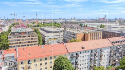 Rarität in der Münchner City: Aufwendig renovierte 3-Zi.-Whg. mit Südwest-Balkon & Innenhof-Garage