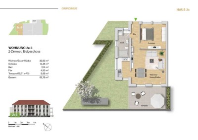 ***Neubau 2 Zi.-Wohnung im EG, WE 2c-3 als Erstbezug mit Terrasse u. Garten***