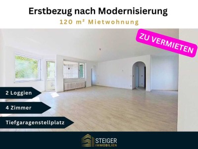 Modernisierte  4 Zimmer-Wohnung mit  120 m² und 2 Loggien sowie Tiefgaragenstellplatz in GE-Zentrum