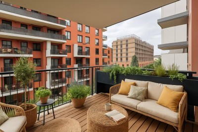 URBAN LIVING - Erstbezug - 2 Zimmer - Balkon - ca. 52m² gew. NFL - PKW-Stellplatz (optional) - allgemeine Dachterrasse und Fitnessstudio - Nähe Donauzentrum