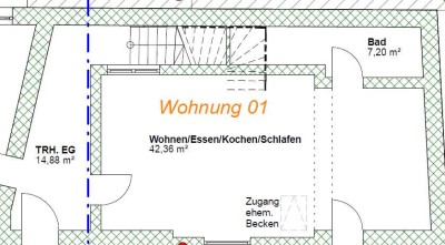 1-Zimmer Wohnung in Hammersbach mit Einbauküche