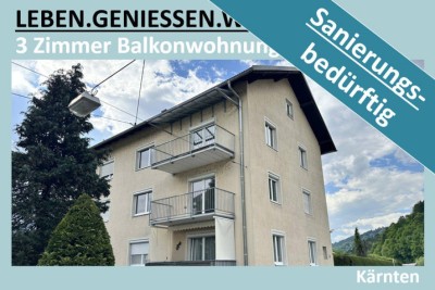 3 ZIMMER BALKONWOHNUNG - SANIERUNGSBEDÜRFTIG