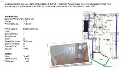 Geschmackvolle 2-Zimmer-Wohnung mit Balkon und EBK in Ulm