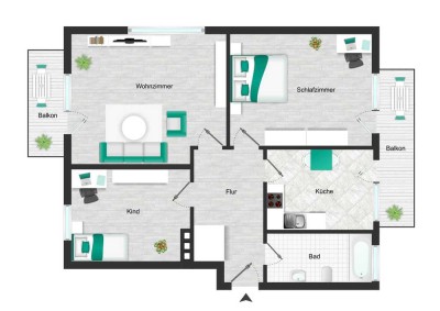 Großzügige und modernisierte 3-ZW in Oberursel-Bommersheim | 1. OG | mit EBK + 2 Balkone | #19