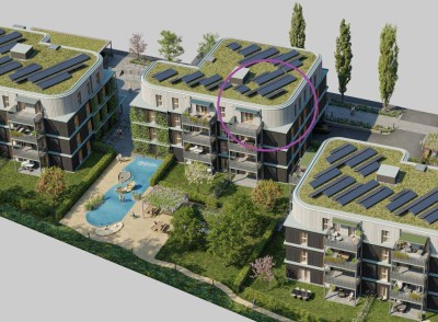 GRÜNE STADTVILLEN - GANZ OBEN! | 3 Zimmer mit Süd-Balkon | Holzbauweise - Umweltbewusst - Modern | Provisionsfrei!
