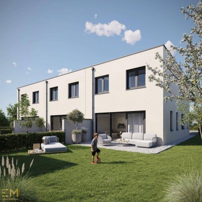 The Oasis! Wunderschönes Eckreihenhaus in Ödt, nahe dem Badesee: 5 Zimmer, Terrasse, Eigengarten, belagsfertig.