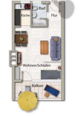 Stilvolle 1-Zimmer-Wohnung mit EBK in Bad Liebenzell