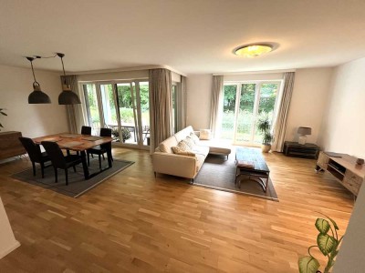 Helle, möblierte 3-Zimmer-Erdgeschoss-Neubauwohnung mit geh. Innenausstattung & EBK