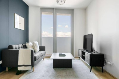 Traumblick über Wien, Belview Tower mit Gym, Wellness &amp; Lounge, 2 Zimmer + Balkon, 13. Stock, U-Bahn