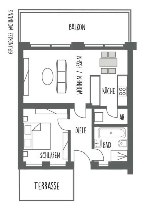 ERSTBEZUG: moderne 2-Zimmerwohnung mit separatem Eingang / Einbauküche und Balkon