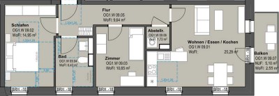 KfW-40: Helle 3-Zi.-Whg. mit Balkon im 1. OG mit Aufzug