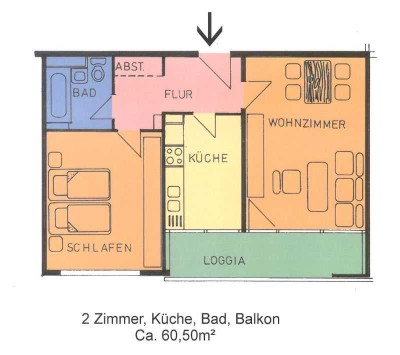 2-Zimmer-Wohnung in grüner Lage von Brückenhof