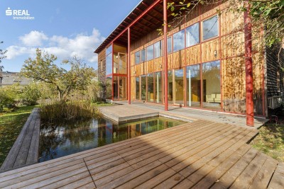 Ökologisches Architektenhaus mit Naturbadeteich in Bestlage von Gleisdorf