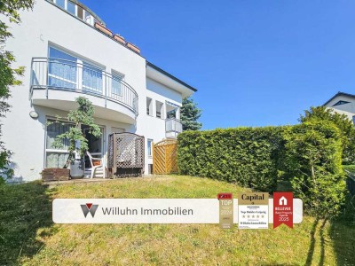 Traumhaft idyllische Lage am Wasser: 1RW mit eigenem Garten & Terrasse + Tiefgaragenstellplatz