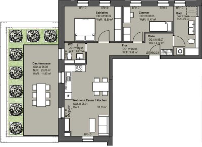 3-Zi.-Whg. mit großer Dachterrasse im 1. OG