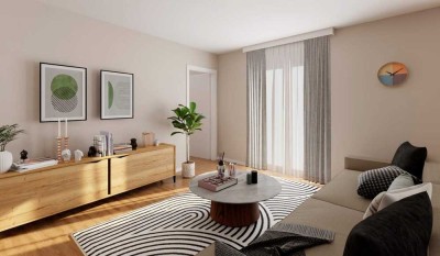 Moderne Wohnung mit großzügiger Wohnküche und Balkon