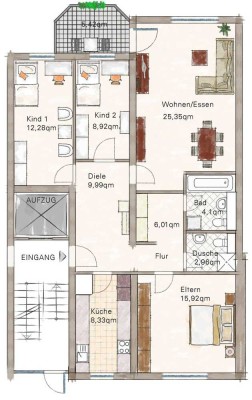 Stilvolle, gepflegte 4-Raum-Wohnung mit gehobener Innenausstattung mit Einbauküche in Karlsruhe