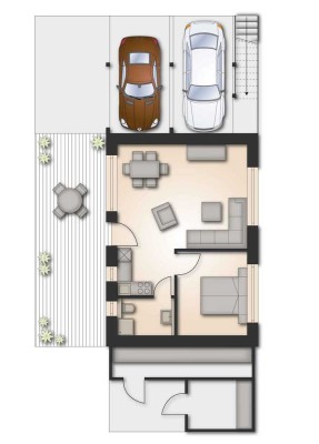 Ferienwohnung 100 m vom Strand, Terrasse, EBK, Stellplatz, Neubaustandard