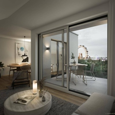 2-Zimmer-Wohnung mit Balkon und Aussicht auf das Riesenrad | JOSEPHINE | direkt am Grünen Prater
