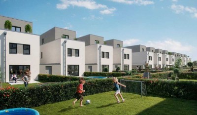Modernes Reihenhaus als Effizienzhaus 55