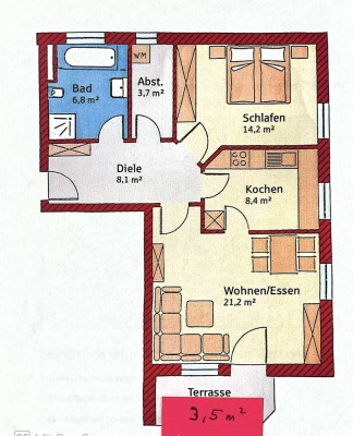Helle 2-Zimmer-Wohnung mit eigenem Garten und Terasse