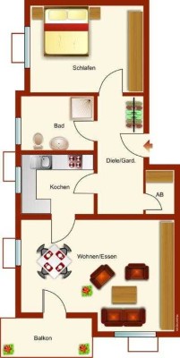 Exklusive, gepflegte 2-Raum-EG-Wohnung mit geh. Innenausstattung mit Balkon und EBK in Niedernberg