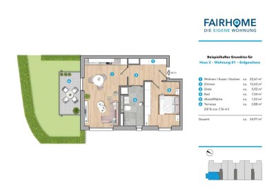 Freuen Sie sich auf Ihre 2-Zi.-Wohlfühlwohnung mit Garten