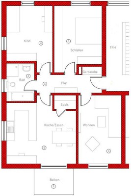 3-Zimmer Wohnung im 1.OG mit Balkon in Brennberg