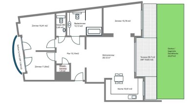 Stilvolle, gepflegte 4-Raum-Terrassenwohnung mit geh. Innenausstattung mit Balkon und EBK